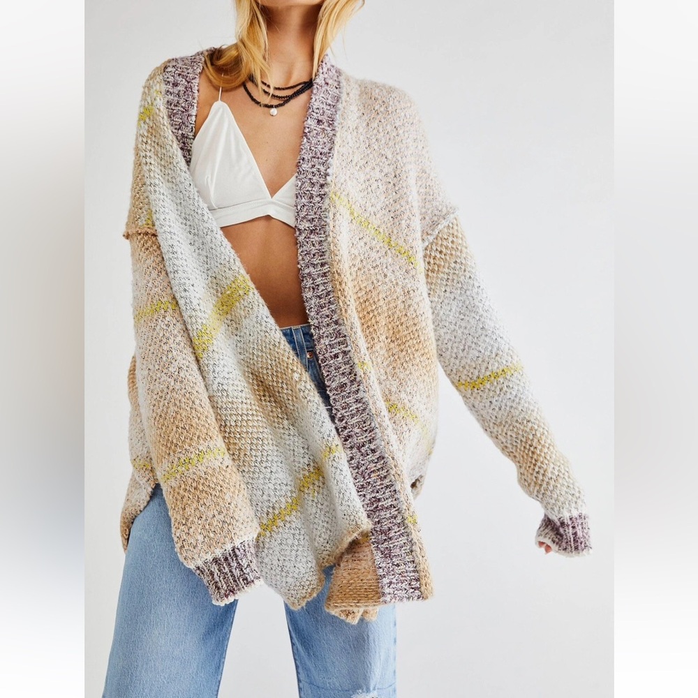 Free People Daydream Cardin Angel Food Multi Color Sweater Open XS